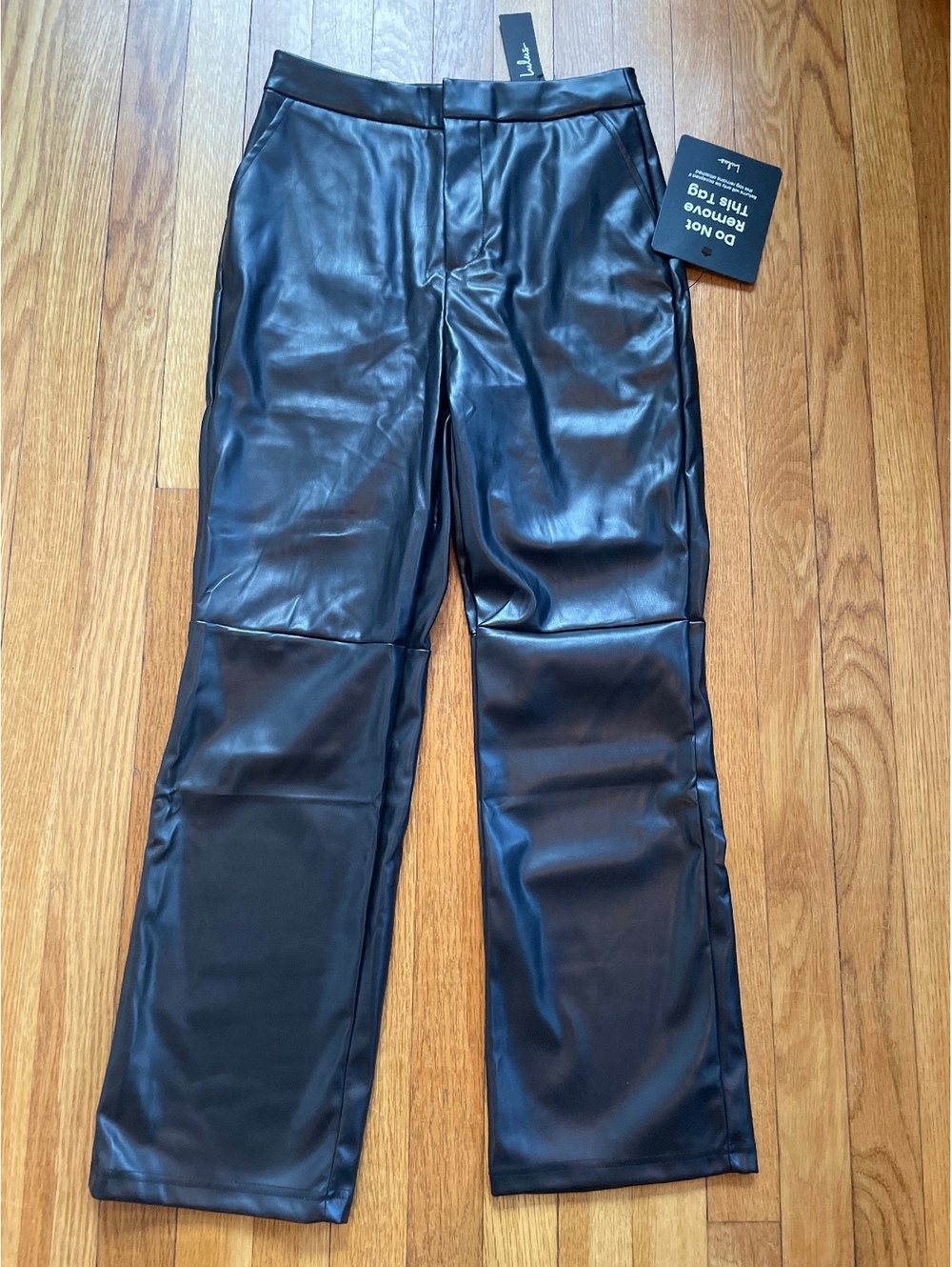 Lulus NWT Faux Leather Straight Leg Pants Women S Black Model Off Duty Capsule
